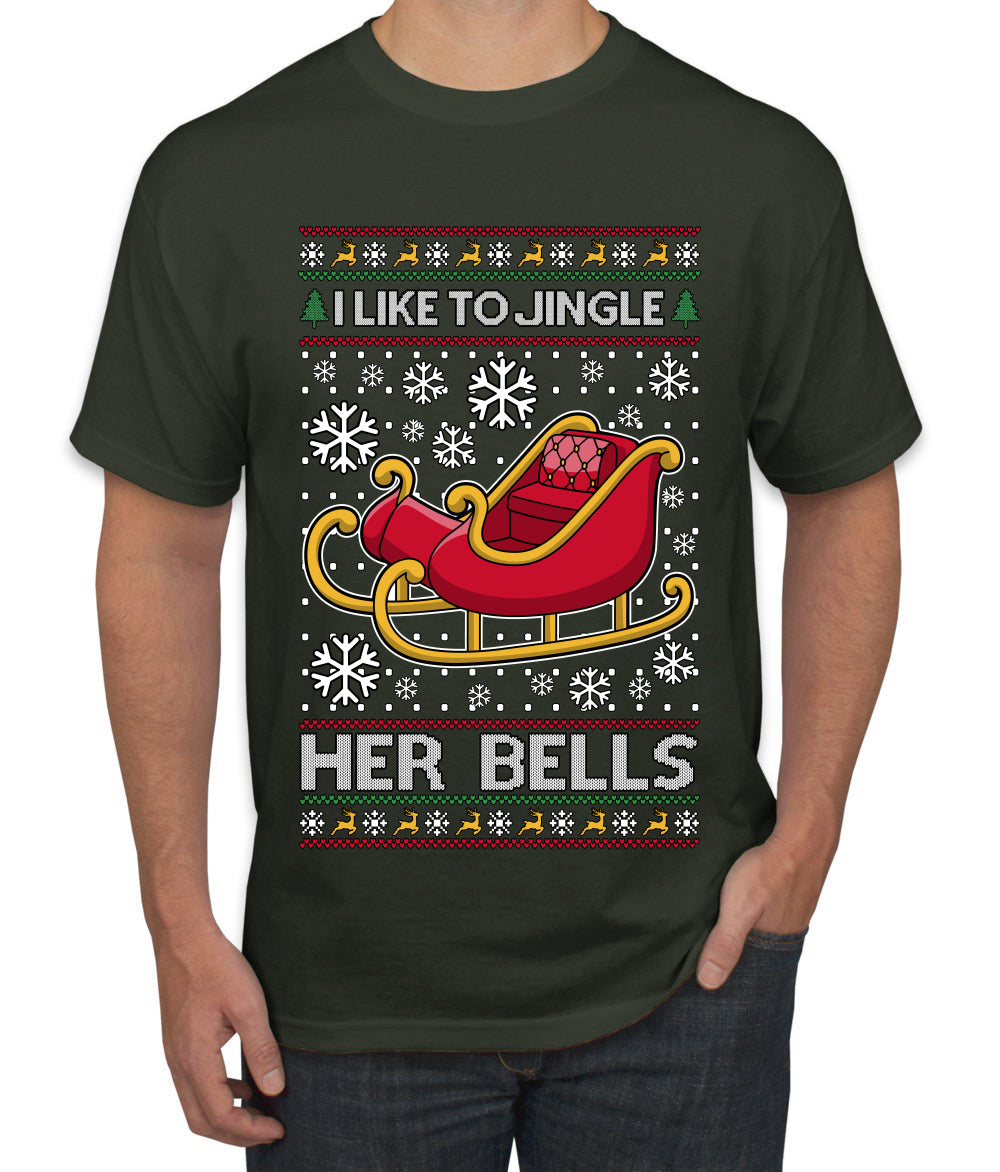 I Like To Jingle Her Bells, Ugly Christmas Sweater Unisex Men's T-Shirt
