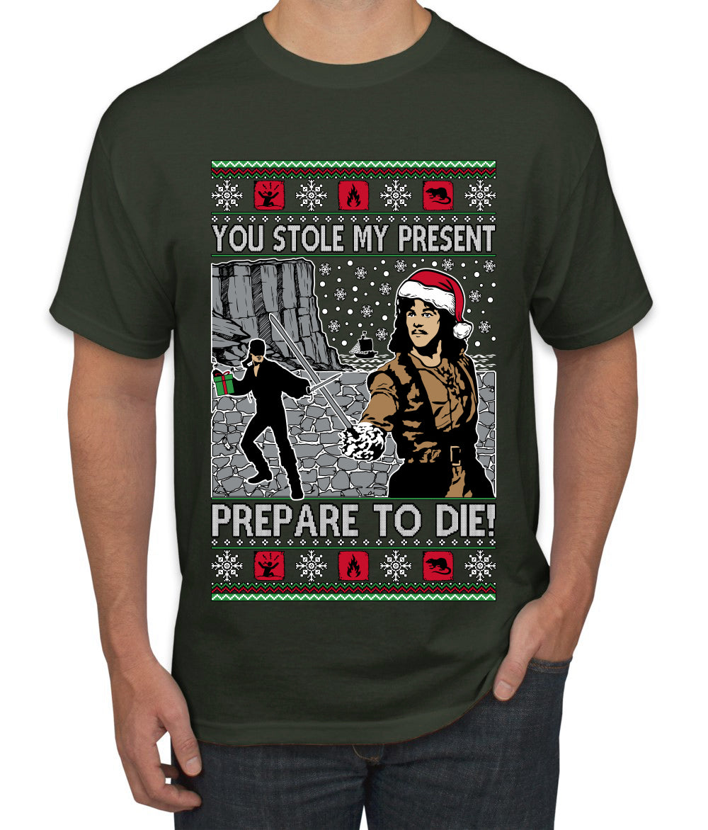 You Stole My Present Prepare To Die Cult Classic, Ugly Christmas Sweater Unisex Men's T-Shirt