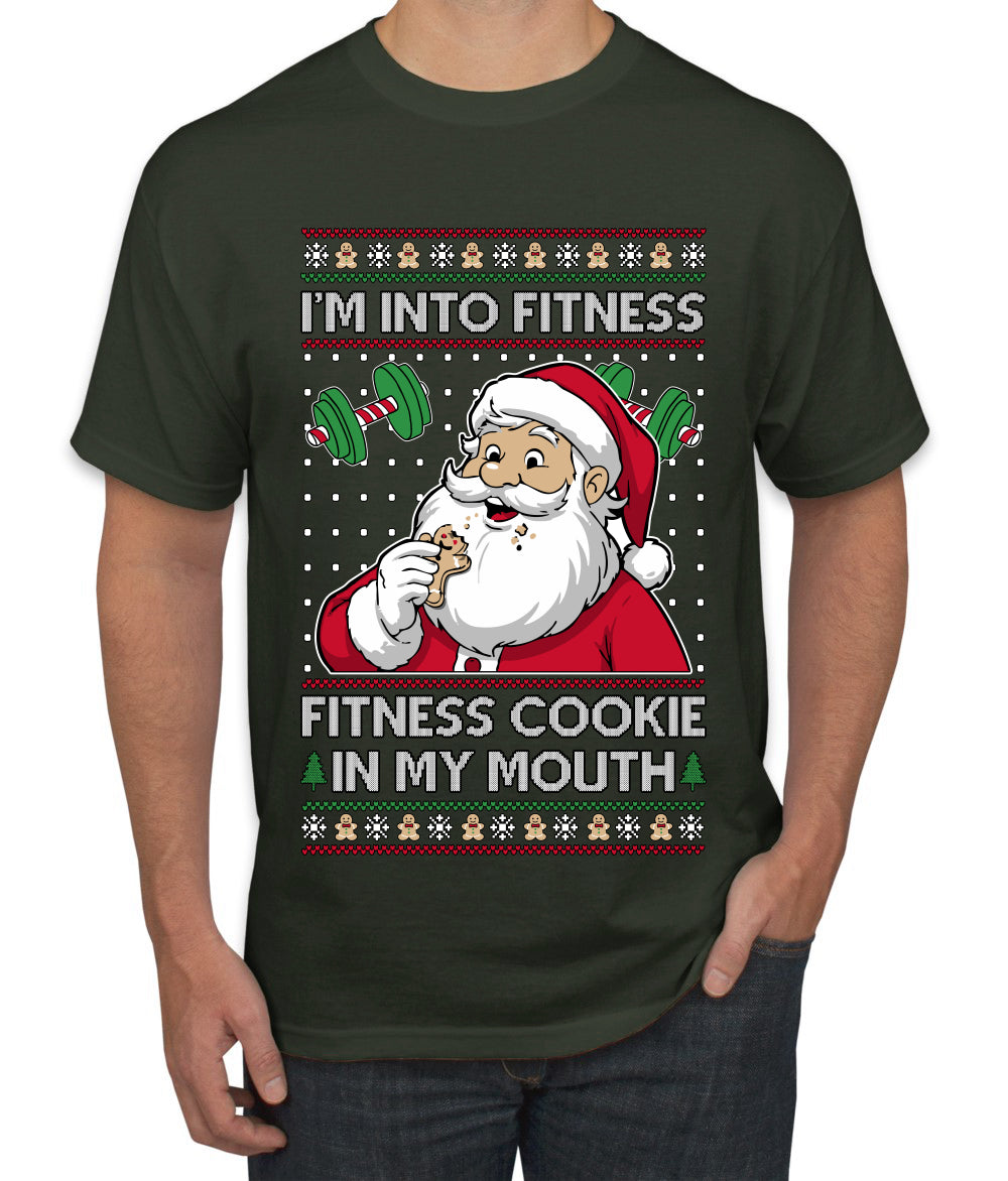 I'm Into Fitness Cookie In My Mouth Santa, Ugly Christmas Sweater Unisex Men's T-Shirt