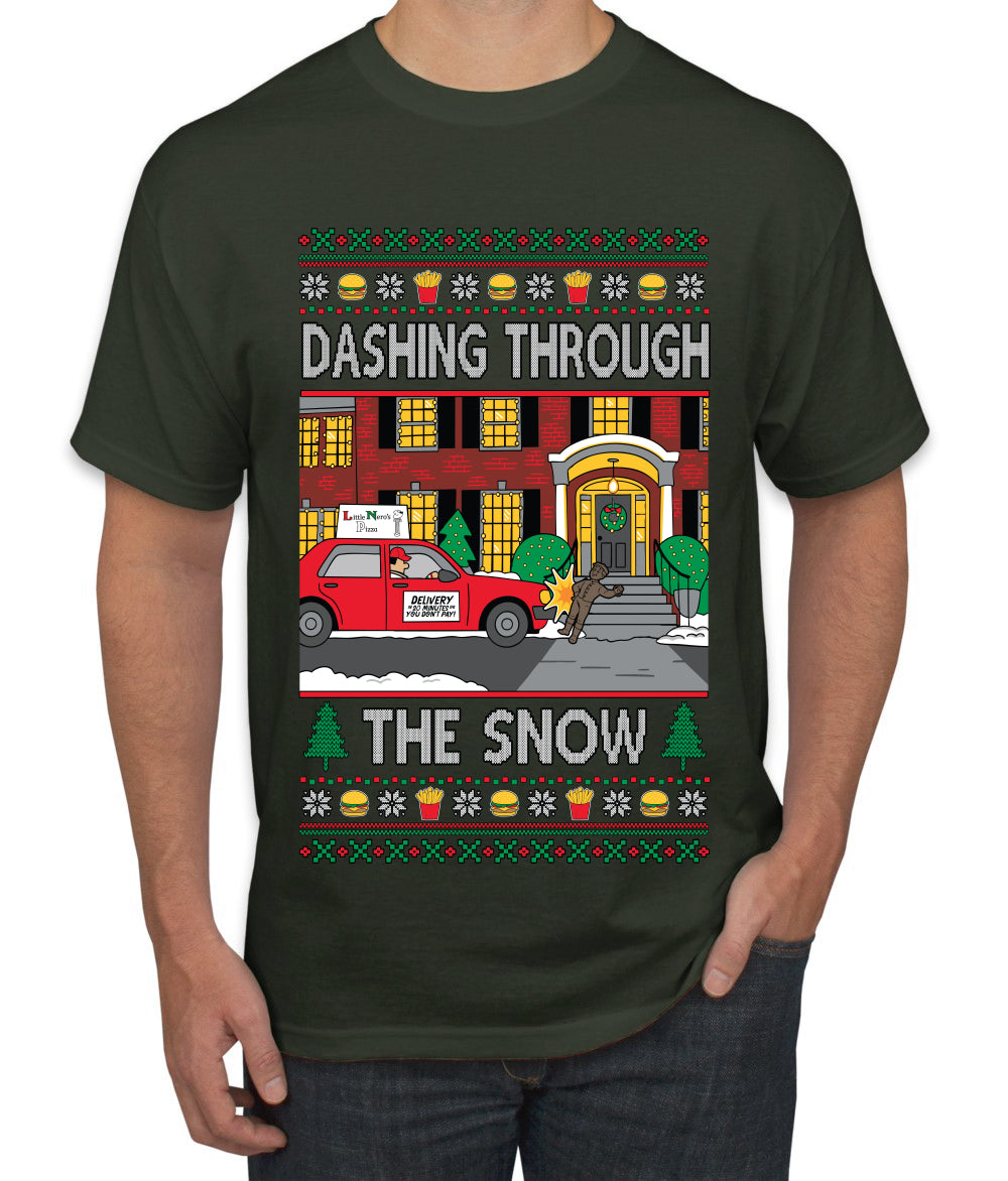 Dashing Through The Snow Classic 90s Holiday Movie, Ugly Christmas Sweater Unisex Men's T-Shirt