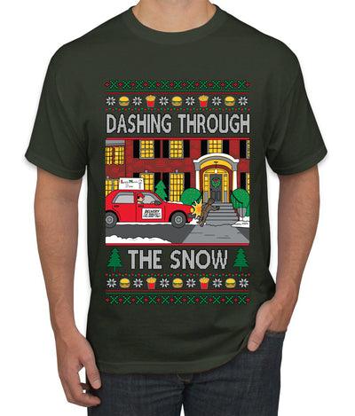 Dashing Through The Snow Classic 90s Holiday Movie, Ugly Christmas Sweater Unisex Men's T-Shirt