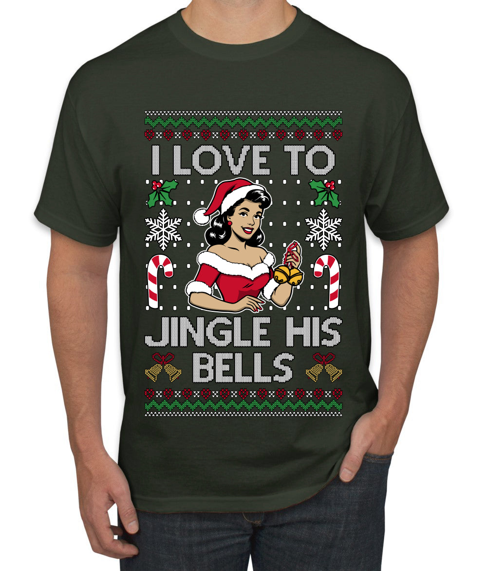 I Love To Jingle His Bells, Ugly Christmas Sweater Unisex Men's T-Shirt
