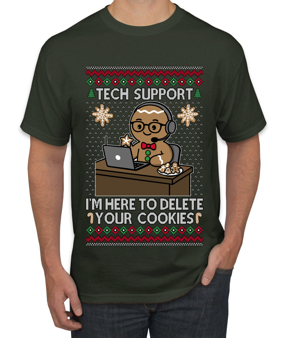 Tech Support I'm Here To Delete Your Cookies, Ugly Christmas Sweater Unisex Men's T-Shirt