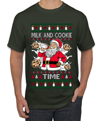 Milk And Cookie Time, Ugly Christmas Sweater Unisex Men's T-Shirt