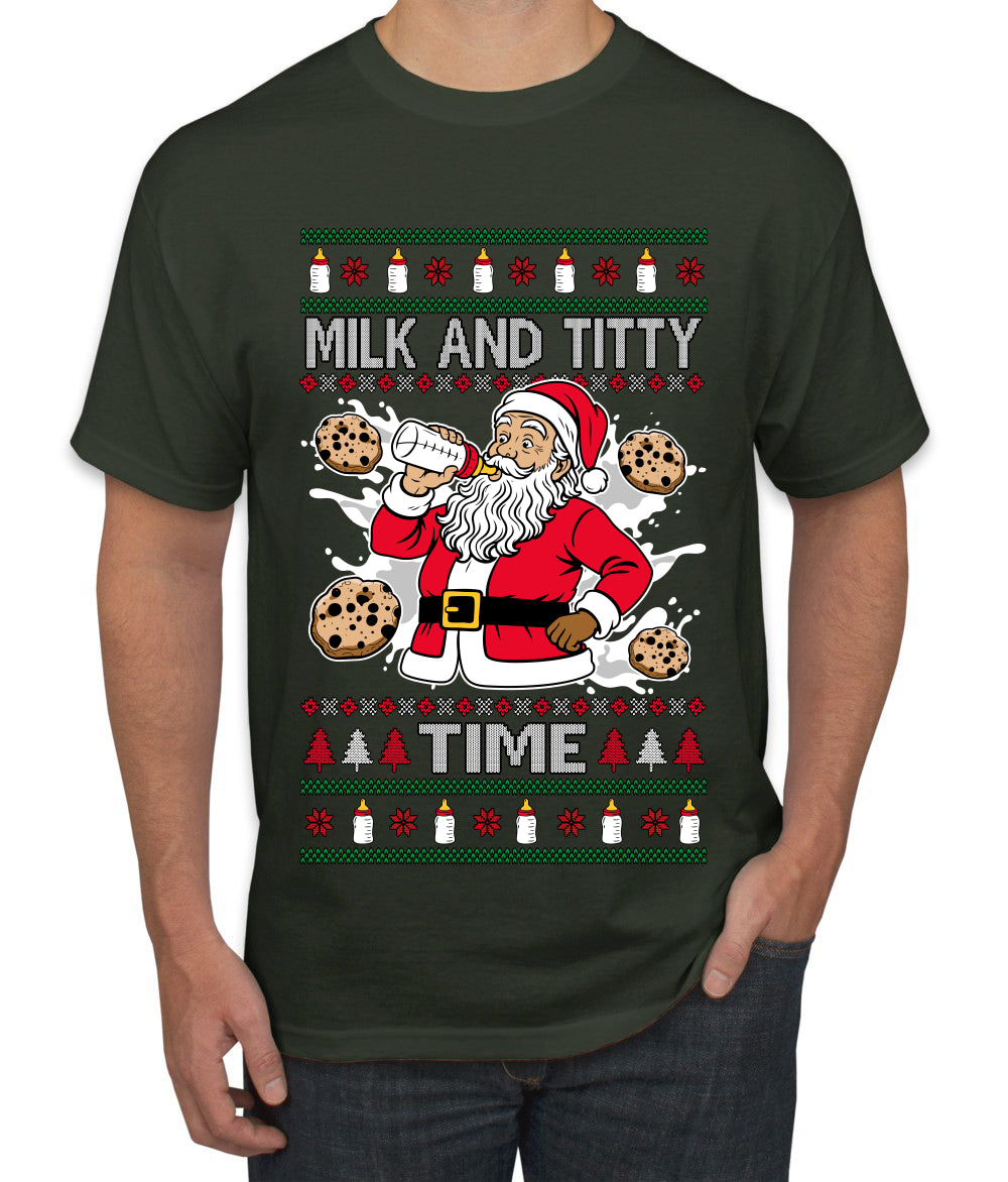 Milk And Titty Time, Ugly Christmas Sweater Unisex Men's T-Shirt