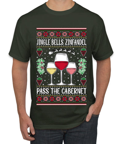 Jingle Bells, Zinfandel Pass The Cabernet Wine Drinker, Ugly Christmas Sweater Unisex Men's T-Shirt