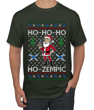 Skinny Santa Ho Ho Ho Ho-Zempic Weight Loss Shot, Ugly Christmas Sweater Unisex Men's T-Shirt