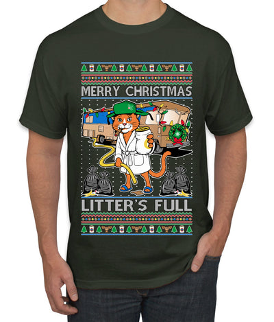Litters Full Cat, Ugly Christmas Sweater Unisex Men's T-Shirt