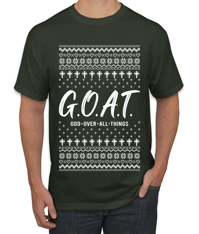 G.O.A.T. God Over All Things, Ugly Christmas Sweater Unisex Men's T-Shirt