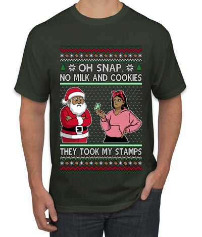 Oh Snap, No Milk And Cookies, They Took my Stamps, Ugly Christmas Sweater Unisex Men's T-Shirt