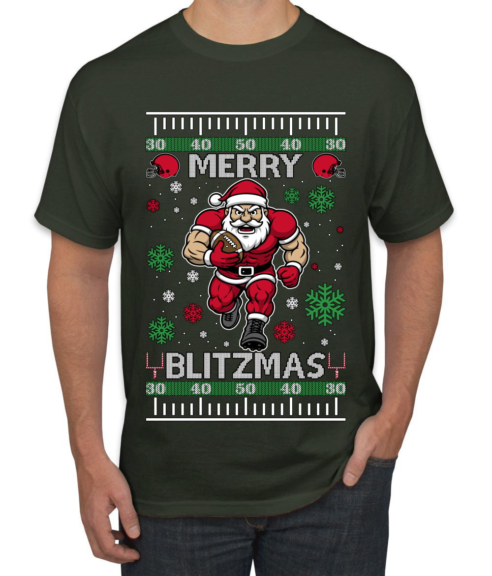 Merry Blitzmas, Football Christmas Sweater Design, Ugly Christmas Sweater Unisex Men's T-Shirt