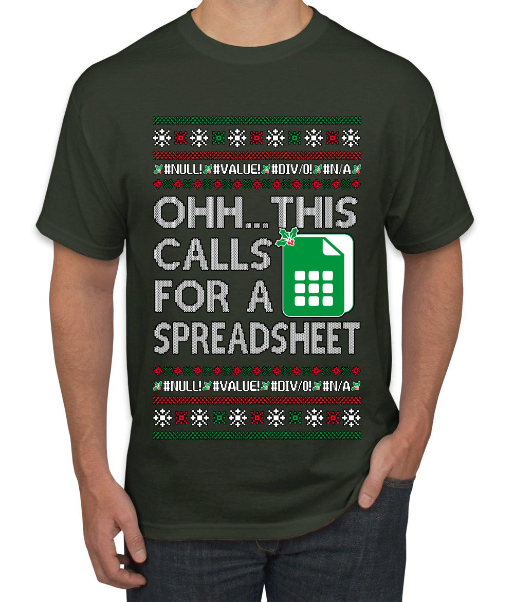 Oh... This Calls for A Spreadsheet, Ugly Christmas Sweater Unisex Men's T-Shirt