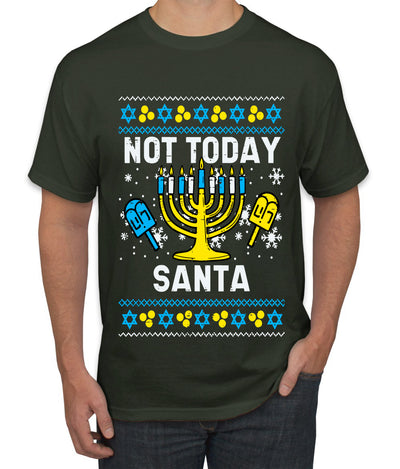 Not Today Santa Menorah Hanukkah, Ugly Christmas Sweater Unisex Men's T-Shirt