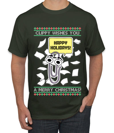 Clippy Wishes You A Merry Christmas Office Assistant, Ugly Christmas Sweater Unisex Men's T-Shirt