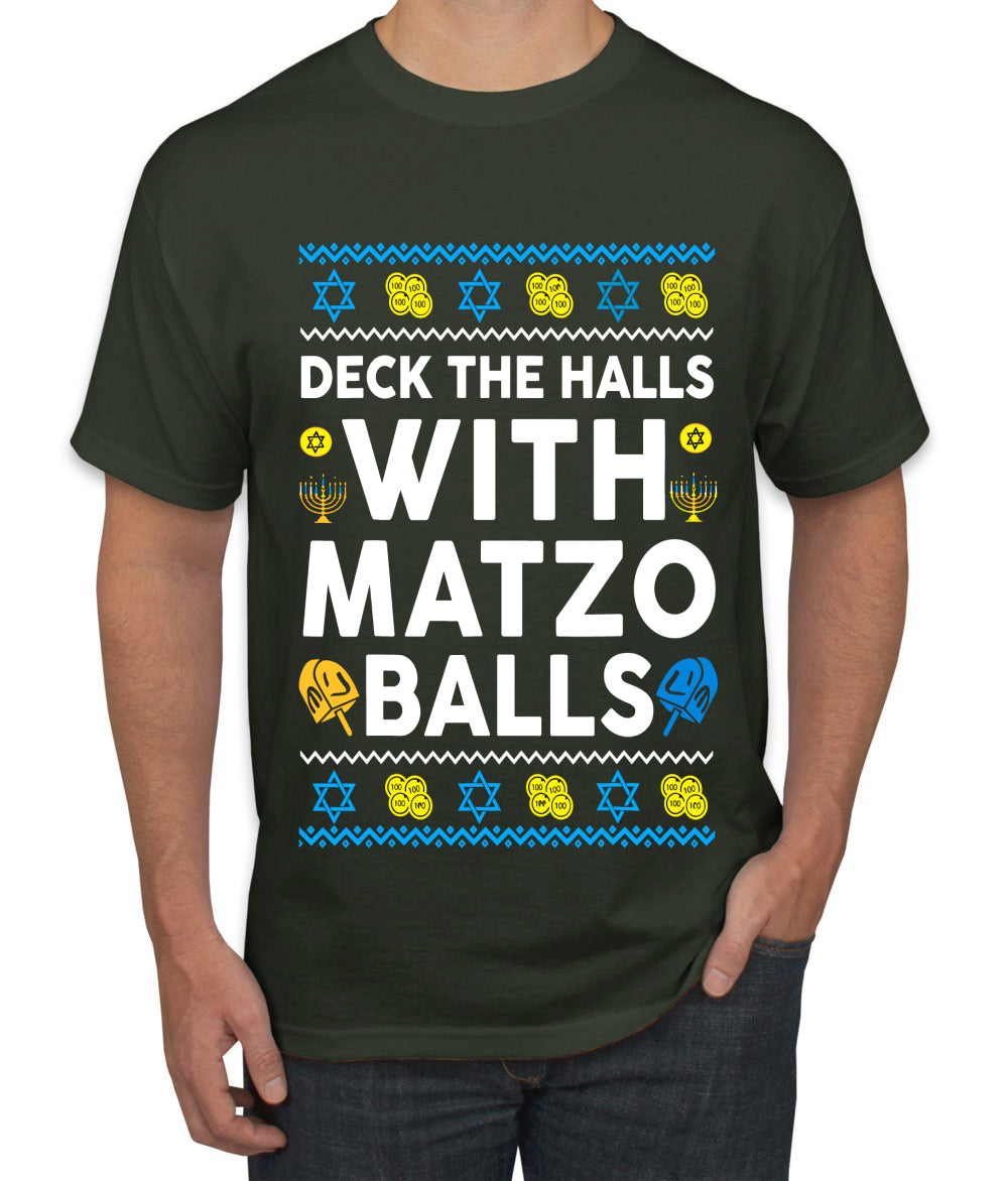 Deck The Halls With Matzo Balls Hanukkah, Ugly Christmas Sweater Unisex Men's T-Shirt