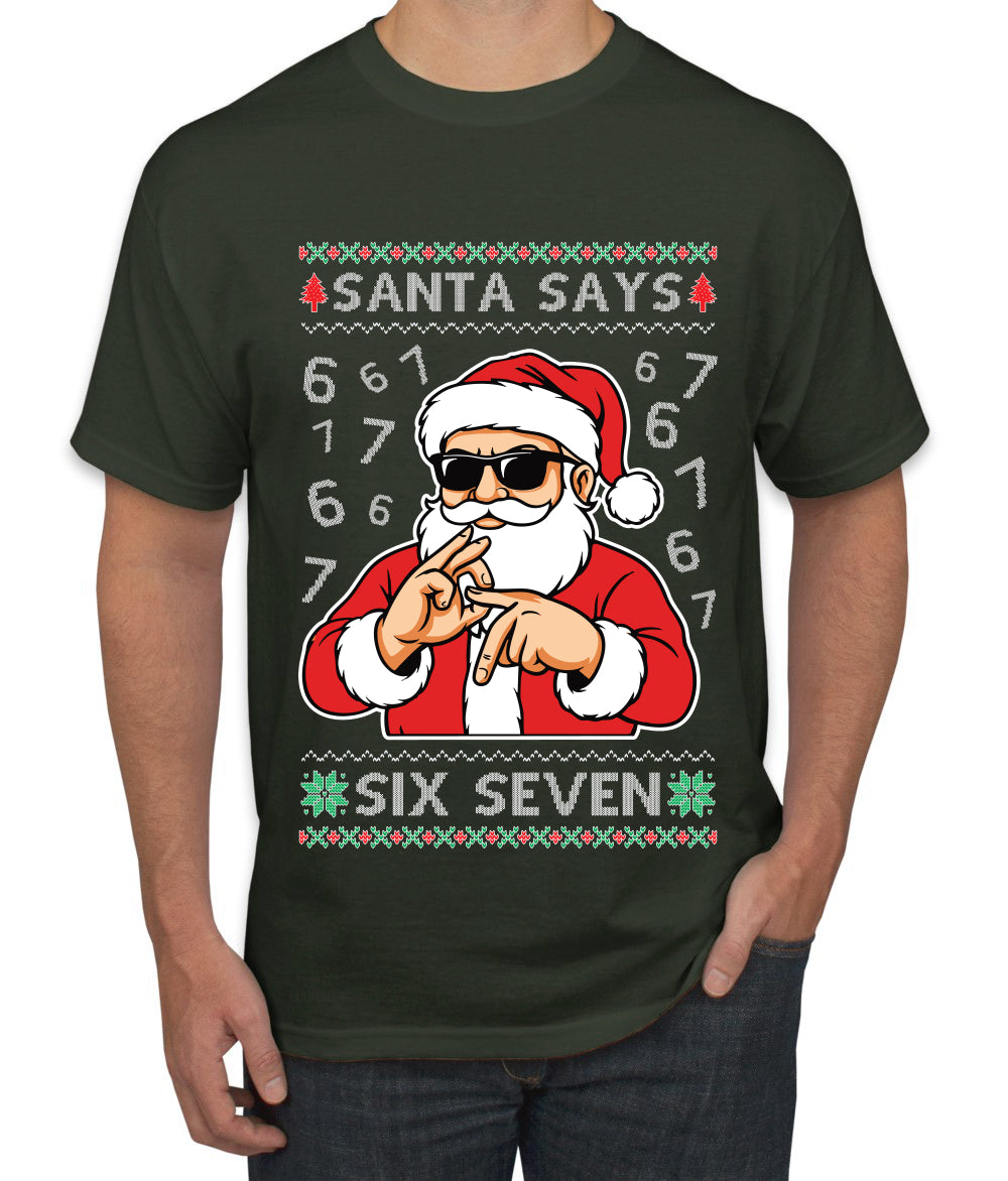 Santa Says 6 7 Numbers Meme, Ugly Christmas Sweater Unisex Men's T-Shirt