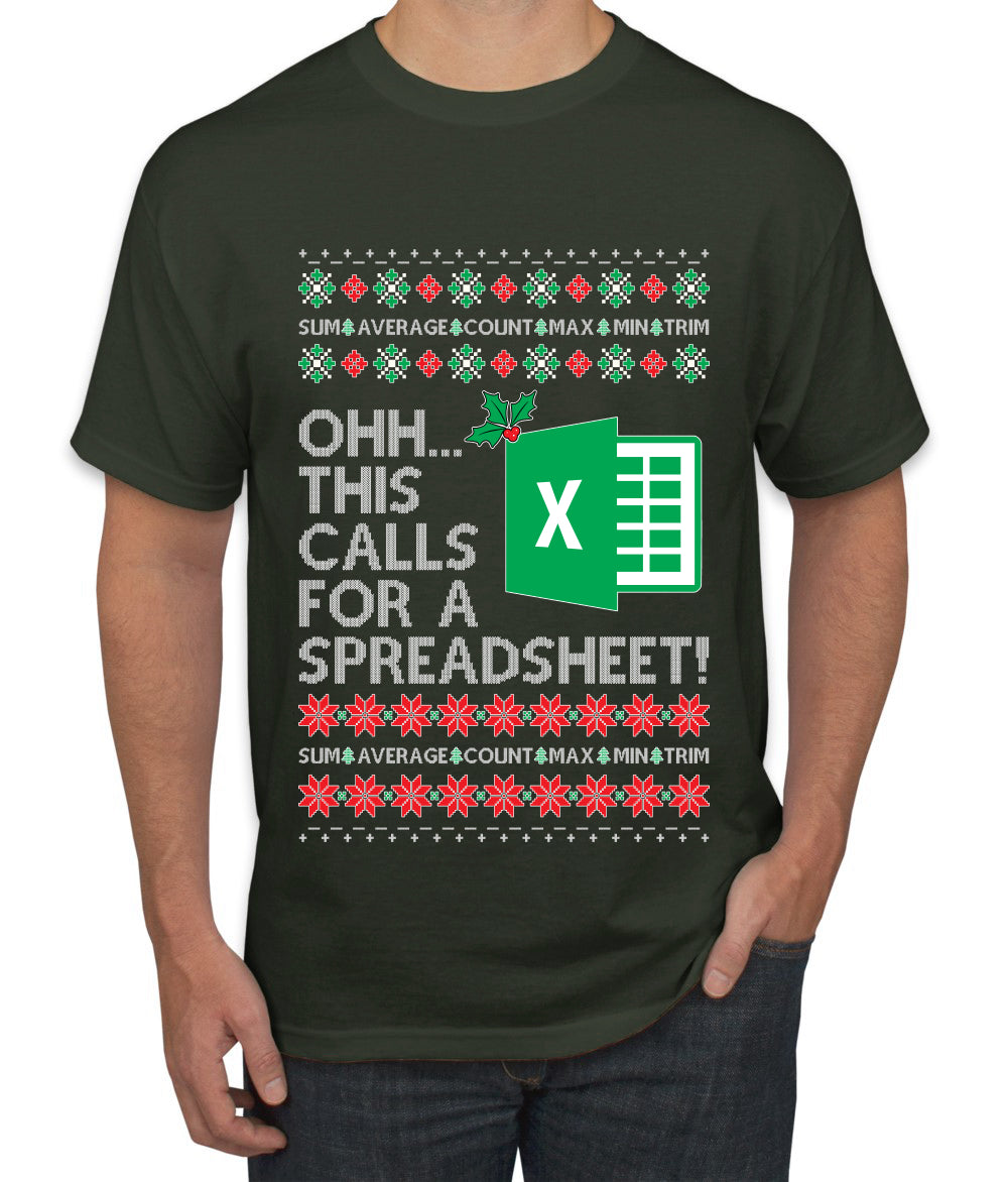 Ohh This Calls For A Spreadsheet Office, Ugly Christmas Sweater Unisex Men's T-Shirt