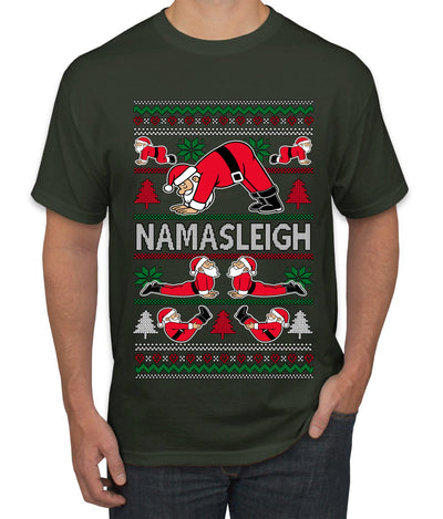 Namasleigh, Namaste Yoga Santa Claus, Ugly Christmas Sweater Unisex Men's T-Shirt