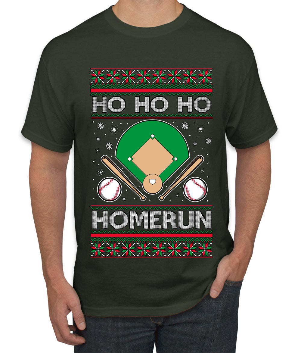 Ho Ho Ho Homerun, Baseball Fan Christmas Design, Ugly Christmas Sweater Unisex Men's T-Shirt