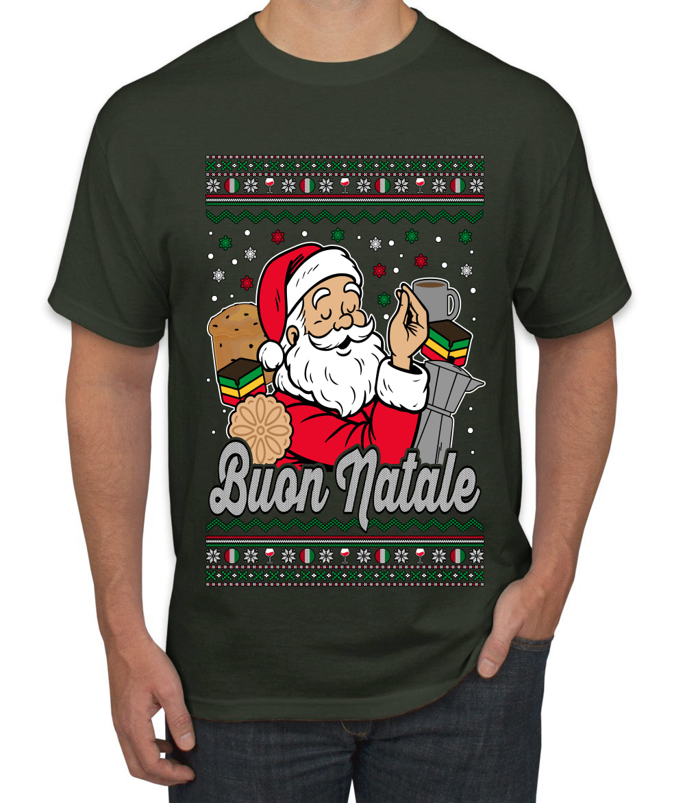 Buon Natale, Italian Santa Claus, Funny, Italian American Humor, Ugly Christmas Sweater Unisex Men's T-Shirt