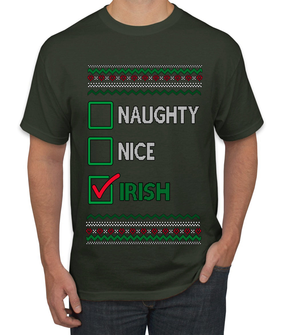 Naughty Nice, Irish, Irish Christmas, Ugly Christmas Sweater Unisex Men's T-Shirt