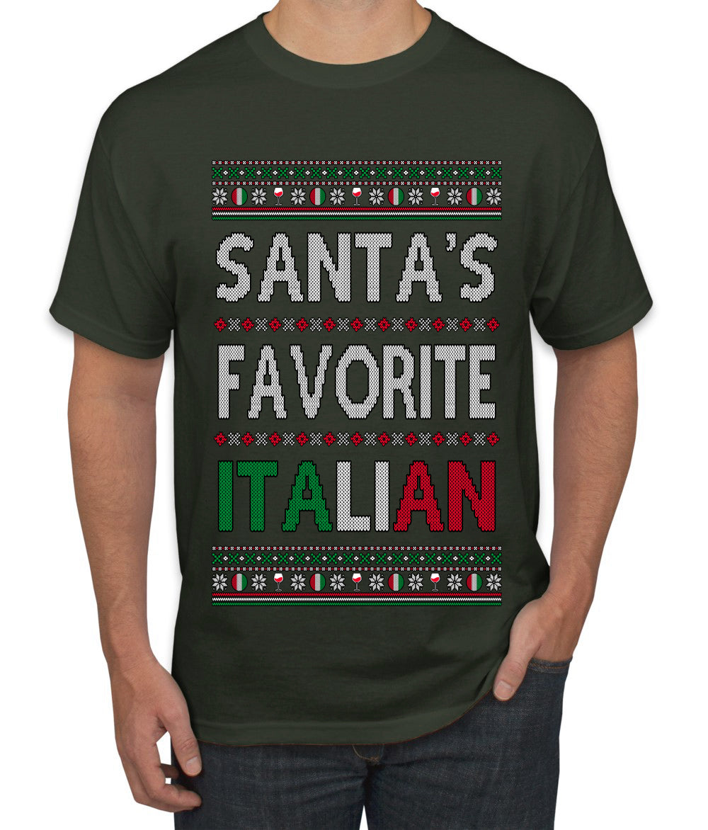 Santa's Favorite Italian, Funny Italian Christmas Sweater, Ugly Christmas Sweater Unisex Men's T-Shirt