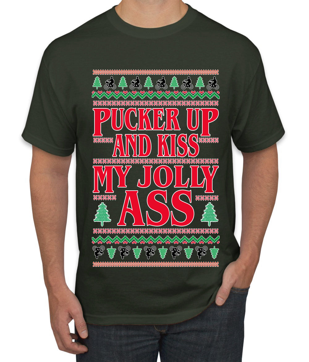 Pucker Up And Kiss My Jolly Ass, Ugly Christmas Sweater Unisex Men's T-Shirt