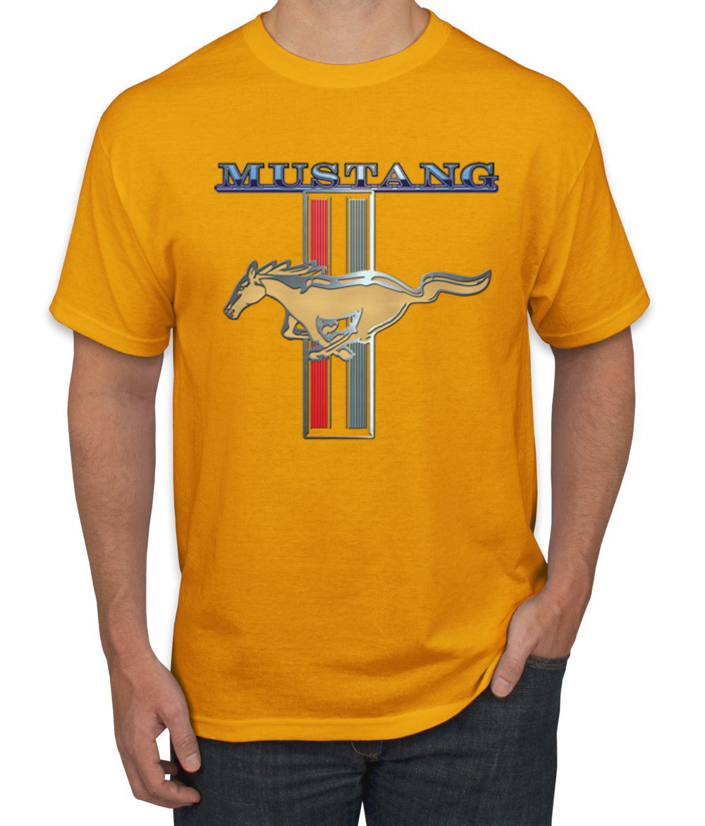 Ford Mustang Classic Pony USA Logo Emblem Cars and Trucks Front and Back Cars and Trucks Men's T-Shirt