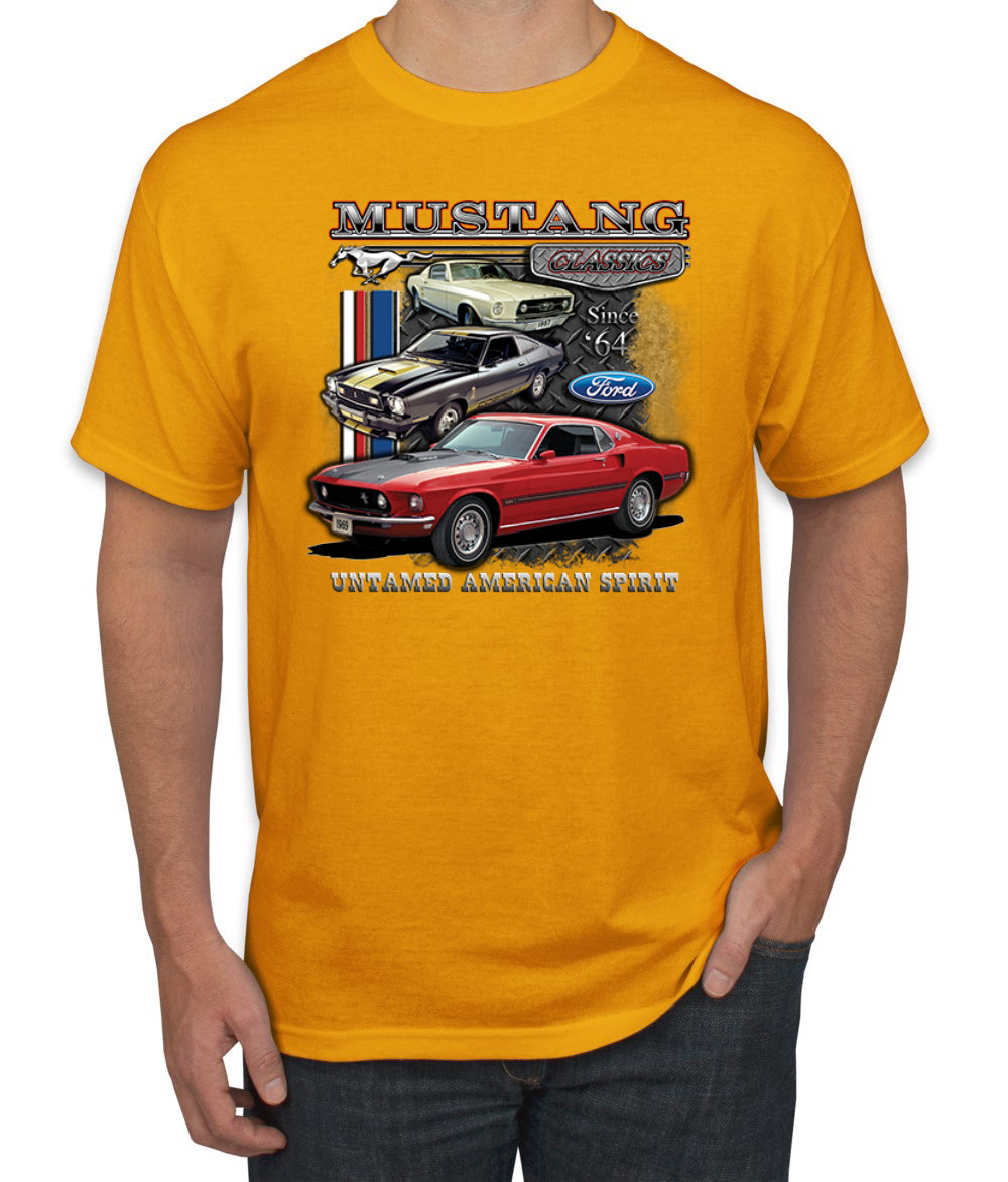 Ford Mustang Classics Untamed American Spirit Cars and Trucks Men's T-Shirt