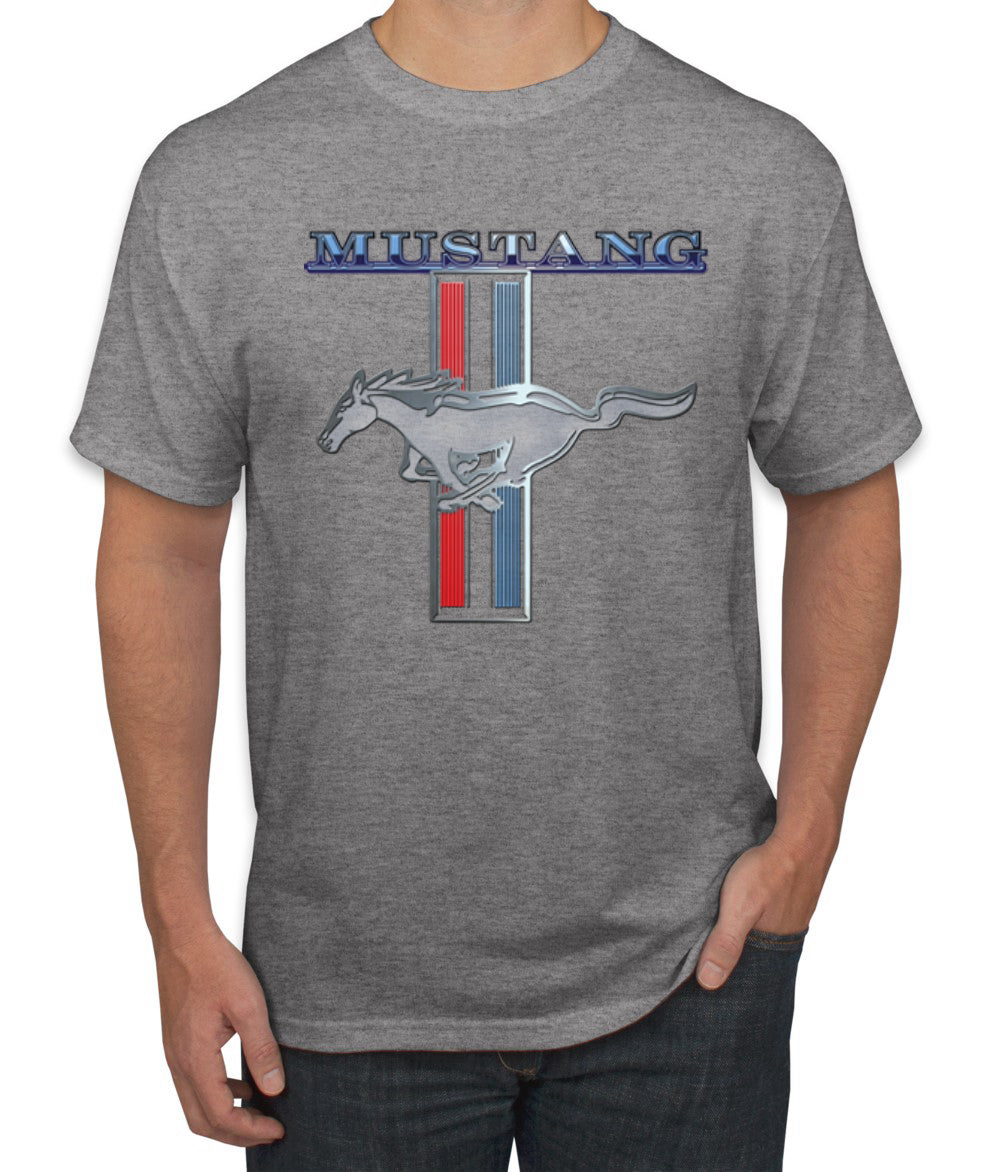 Ford Mustang Classic Pony USA Logo Emblem Cars and Trucks Front and Back Cars and Trucks Men's T-Shirt
