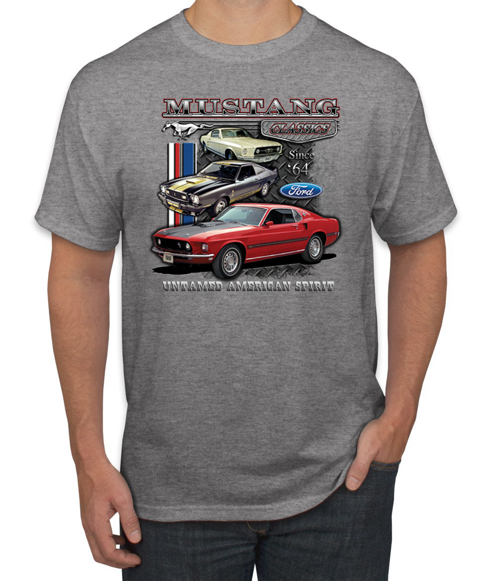 Ford Mustang Classics Untamed American Spirit Cars and Trucks Men's T-Shirt