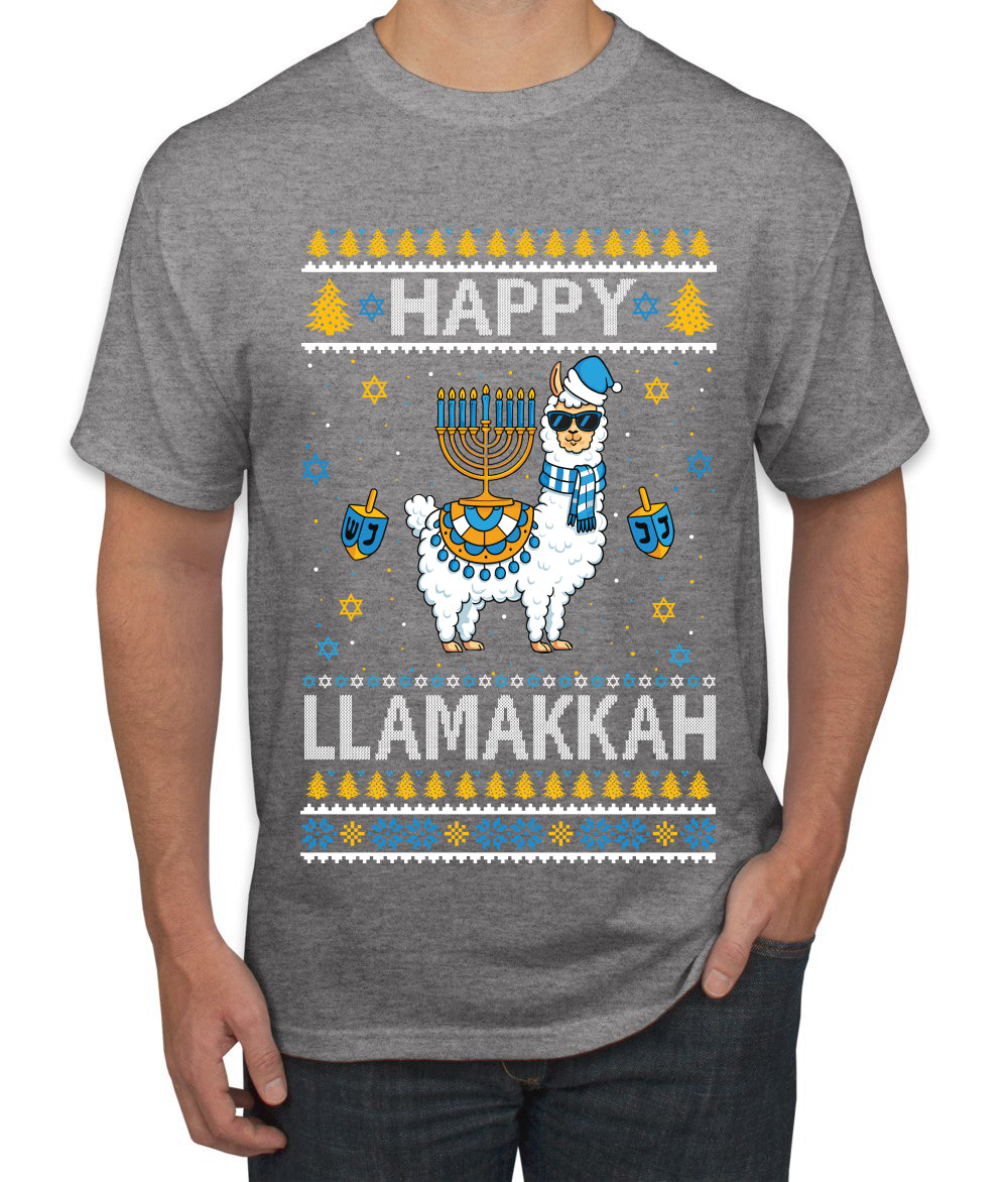 Happy Llamakkah, Ugly Christmas Sweater Unisex Men's T-Shirt