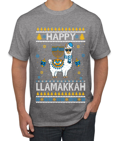 Happy Llamakkah, Ugly Christmas Sweater Unisex Men's T-Shirt