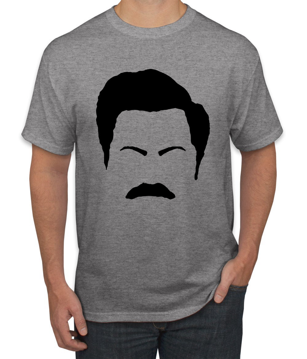 Parks and Rec Fans Ron Swanson Mustache Face Silhouette Pop Culture Men's T-Shirt