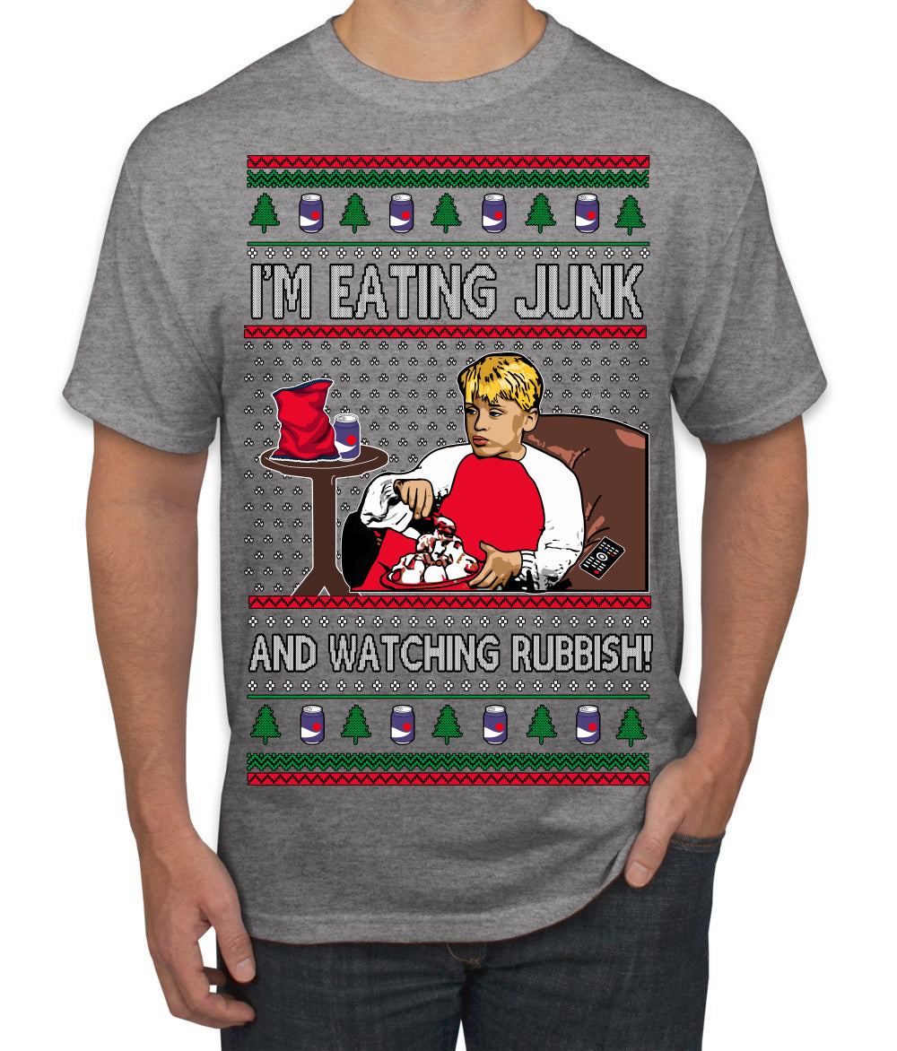 I'm Eating Junk and Watching Rubbish 90s Movie Ice Cream Ugly Christmas Sweater Men's T-Shirt