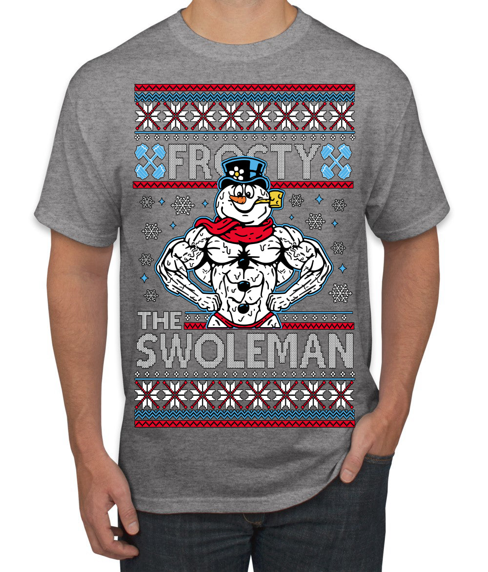 Frosty the Swoleman Funny Workout Lifting Snowman MovieUgly Christmas Sweater Men's T-Shirt