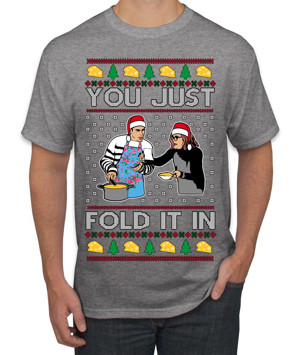 You Just Fold It In Funny Enchilada Moira David TV Sitcom Ugly Christmas Sweater Men's T-Shirt