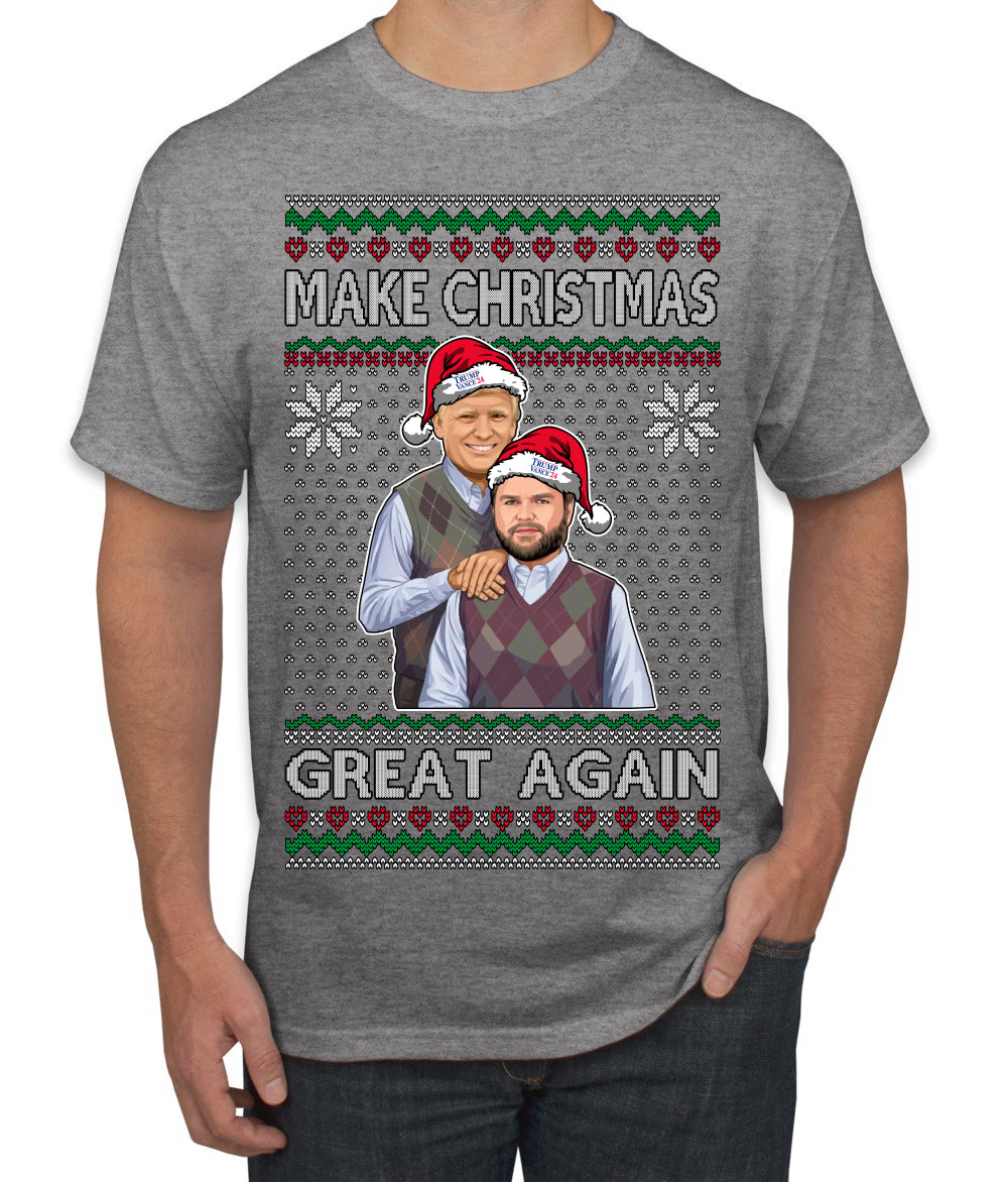 Make Christmas Great Again Trump Vance 2024 Movie Parody Ugly Christmas Sweater Men's T-Shirt