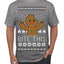 Bite This, Funny Gingerbread Cookie Offensive Inappropriate Middle Finger, F U Ginger Bread Dirty Novelty Xmas Ugly Christmas Sweater Men's T-Shirt