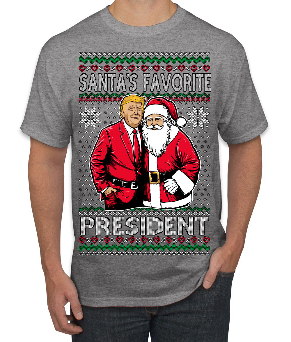 Santa's Favorite President Red Suit Trump Ugly Christmas Sweater Men's T-Shirt