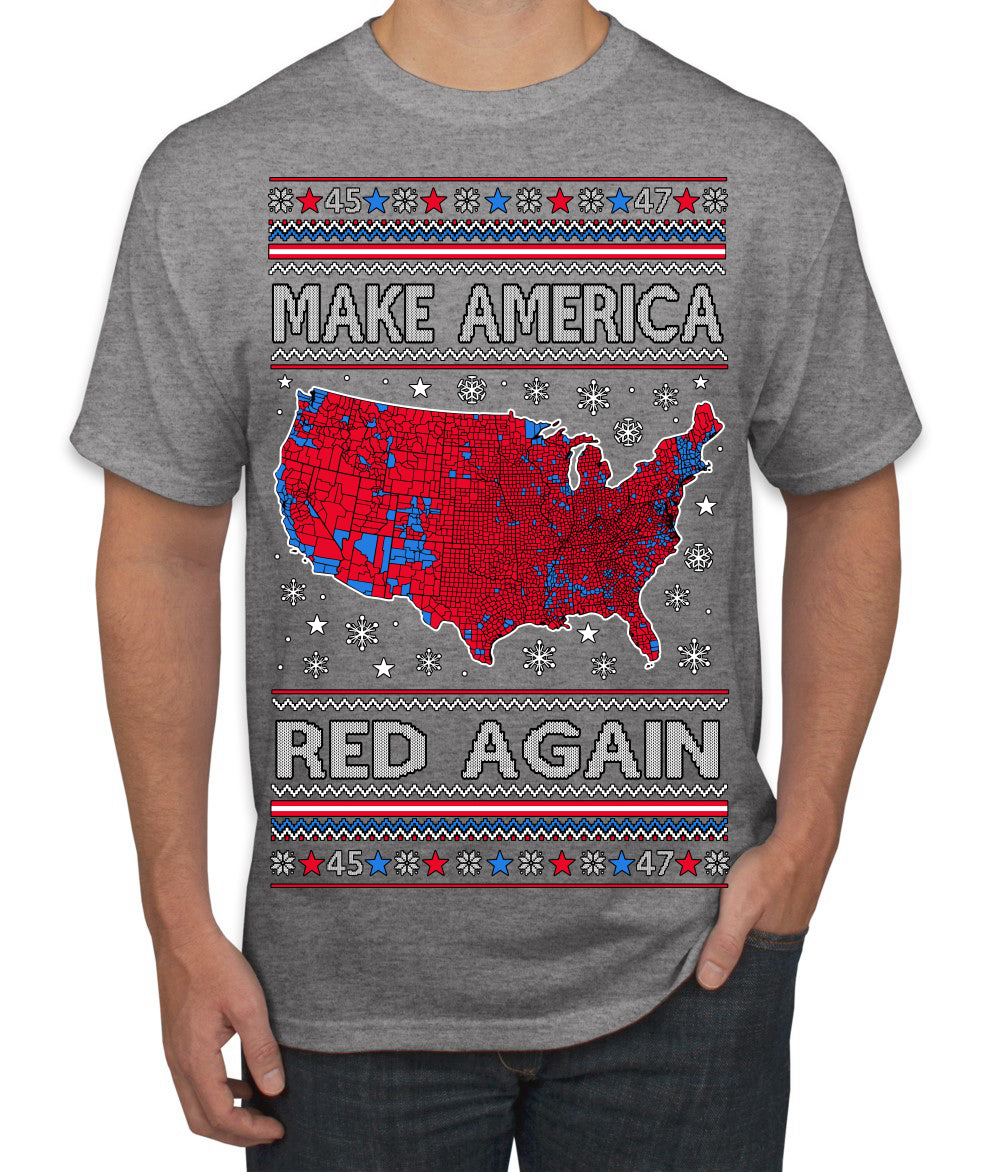 Make America Red Again USA Map Trump 2024 MAGA Ugly Christmas Sweater Men's T-Shirt