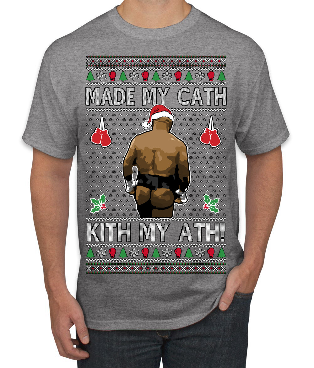 Made My Cath Kith My Ath, Funny Cash Money Viral Kiss My Ass Boxing Fight Meme, Men Women Ugly Christmas Sweater Men's T-Shirt
