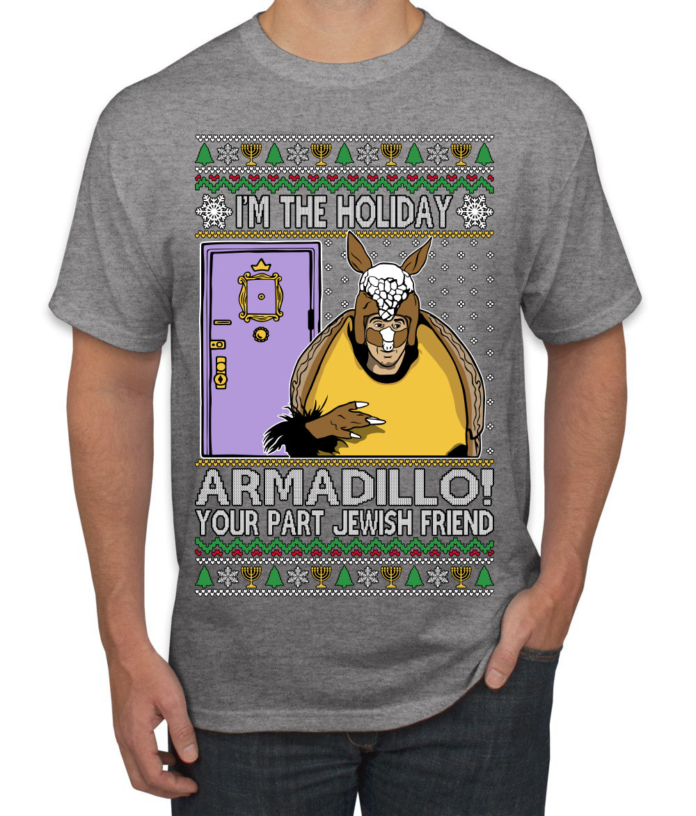 Holiday Armadillo Part Jewish TV Show Ugly Christmas Sweater Men's T-Shirt