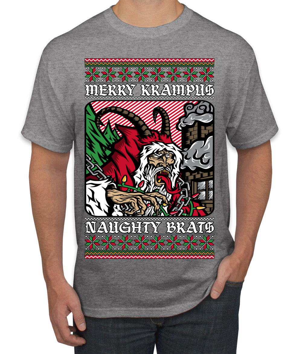 Merry Krampus Naughty Brats | Funny Ugly Christmas Sweater Men's T-Shirt