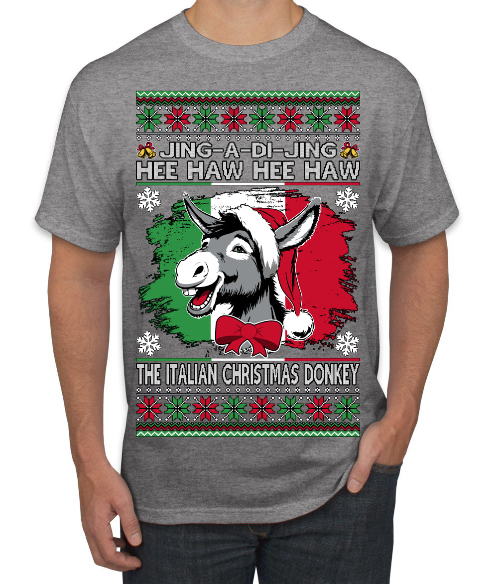 Jing a Di Jing Dominick the Italian Christmas Donkey Ugly Christmas Sweater Men's T-Shirt