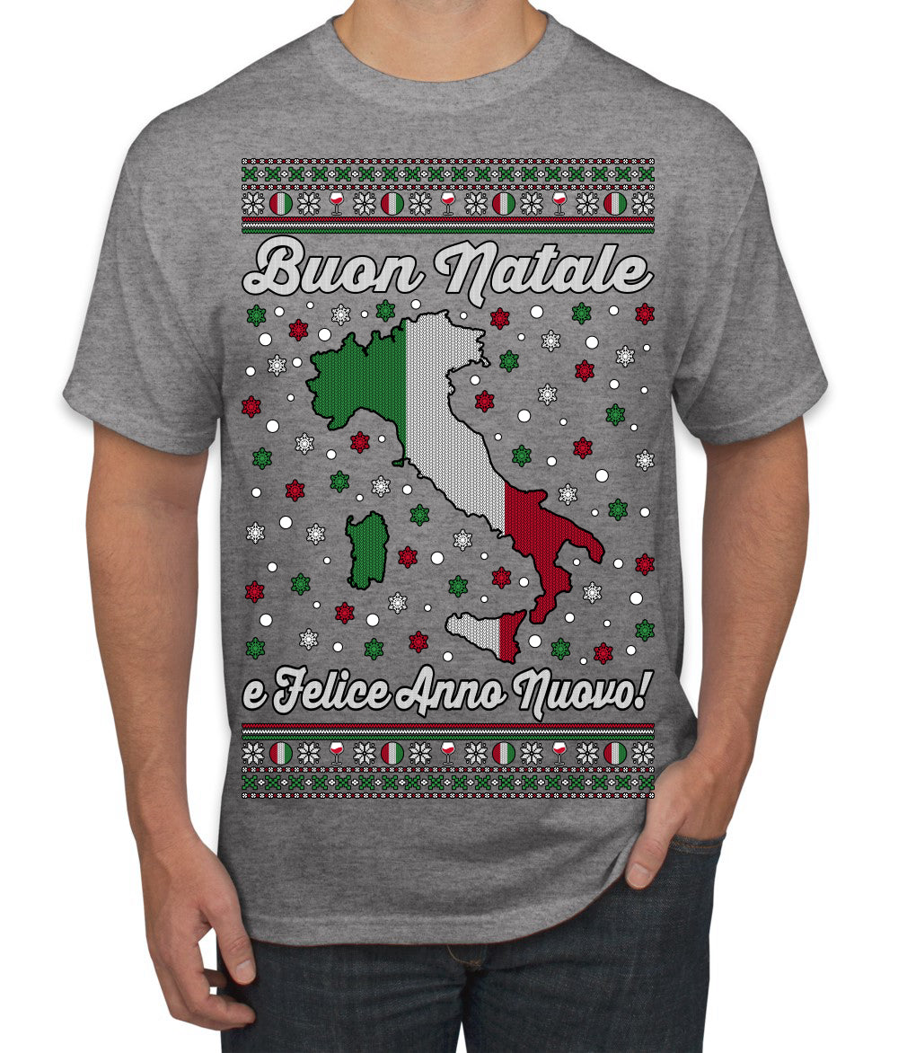 Buon Natale e Felice Anno Nuovo! Merry Christmas and Happy New Year Ugly Christmas Sweater Men's T-Shirt