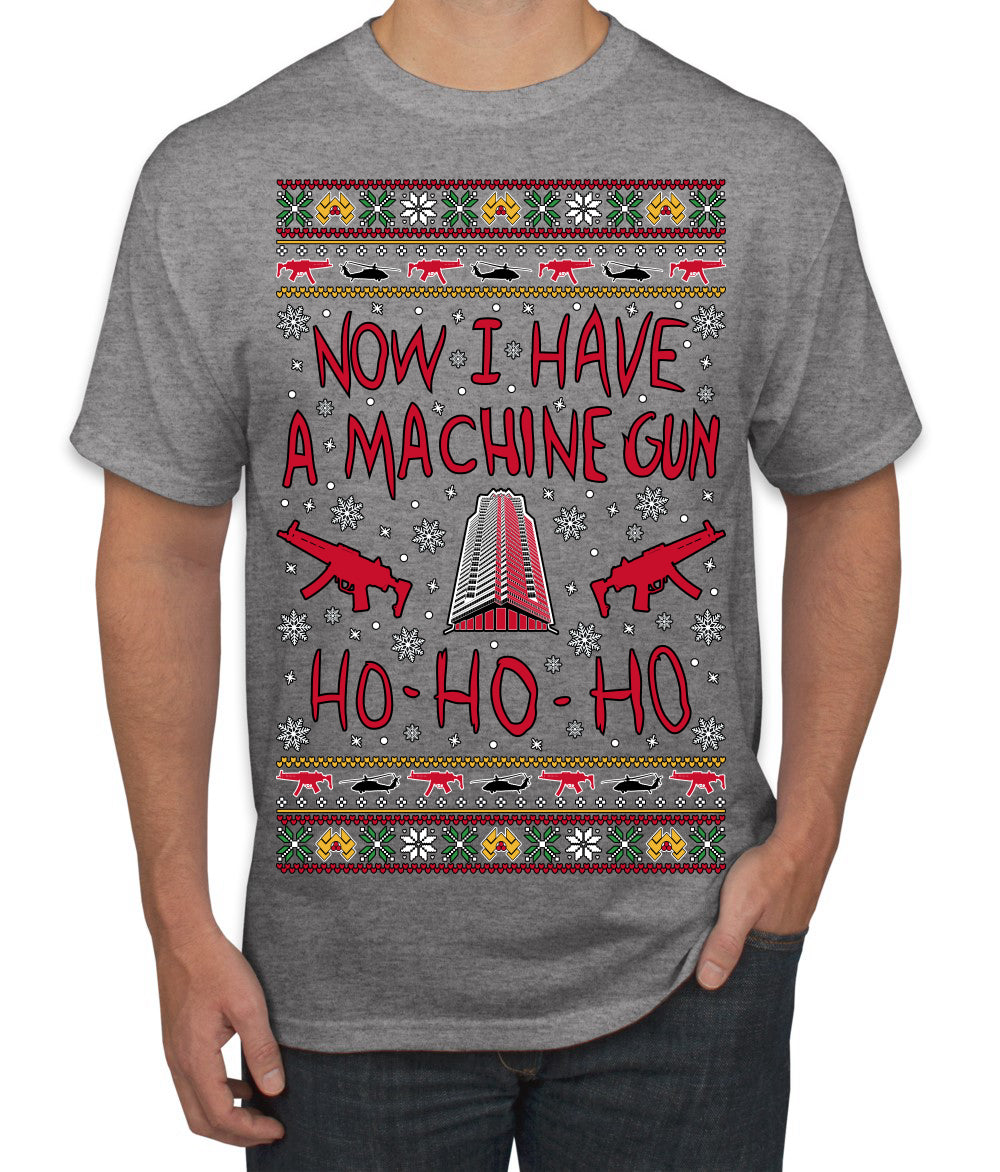 Now I Have a Machine Gun Ho Ho Ho Nakatomi Die Hard McClane Classic 80s Xmas Movie Ugly Christmas Sweater Men's T-Shirt