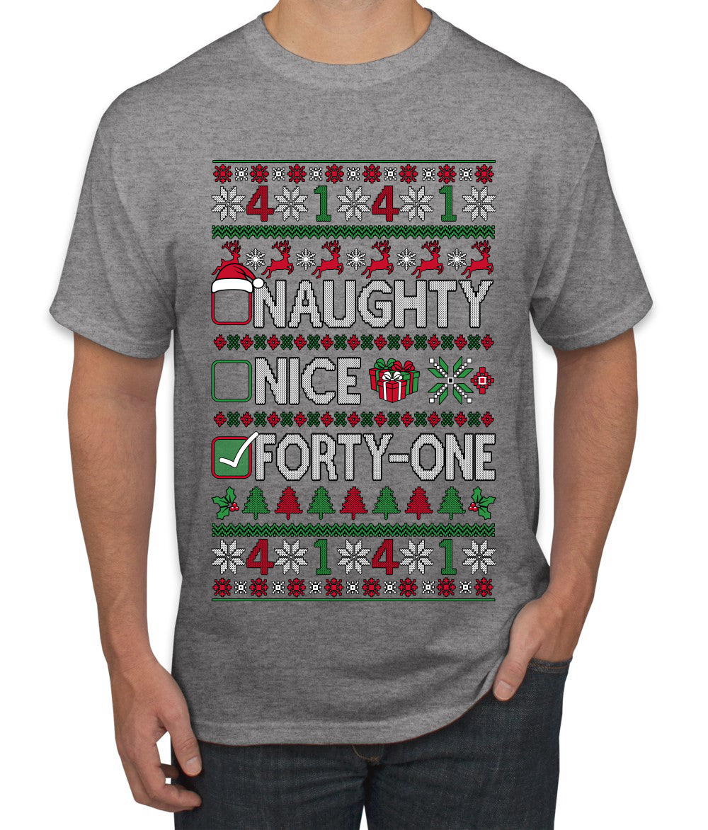 Naughty Nice 41, Ugly Christmas Unisex Sweater List, Extra Festive, Ugly Christmas Sweater Men's T-Shirt