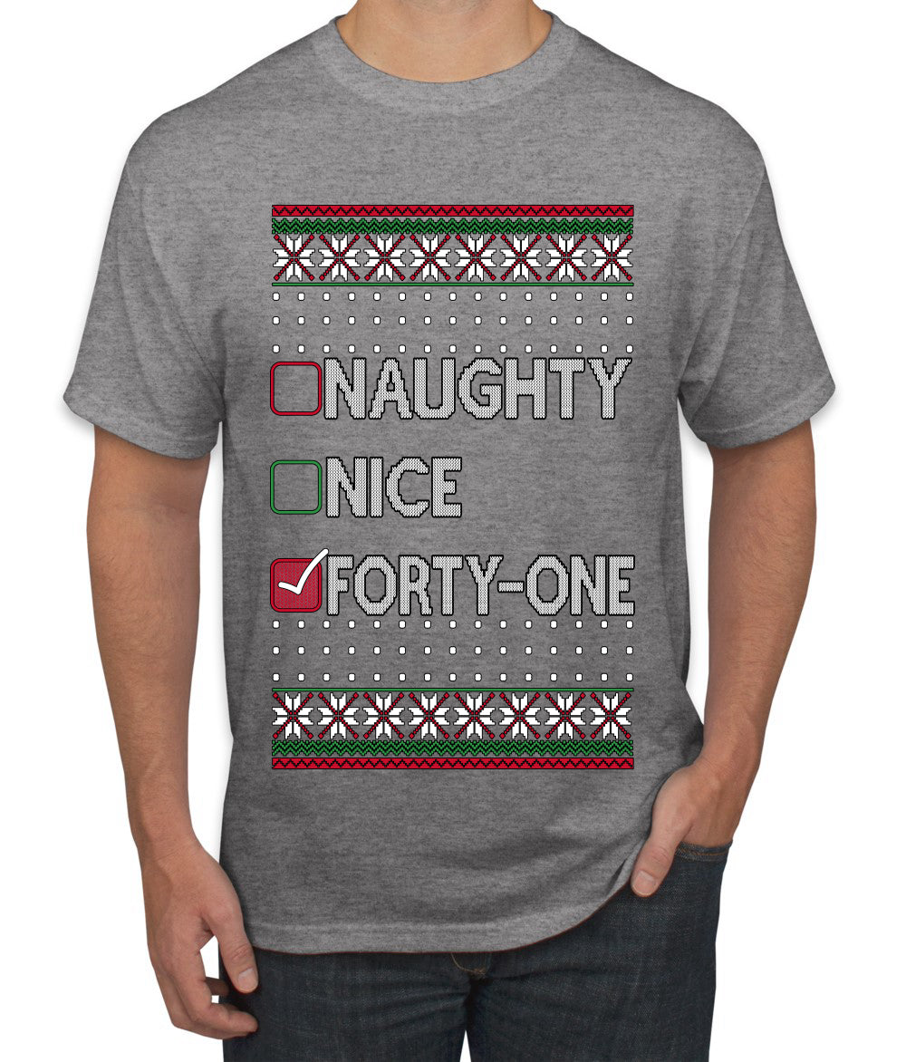 Naughty Nice 41, Simple List, Ugly Christmas Unisex Sweater, Funny Meme, Ugly Christmas Sweater Men's T-Shirt