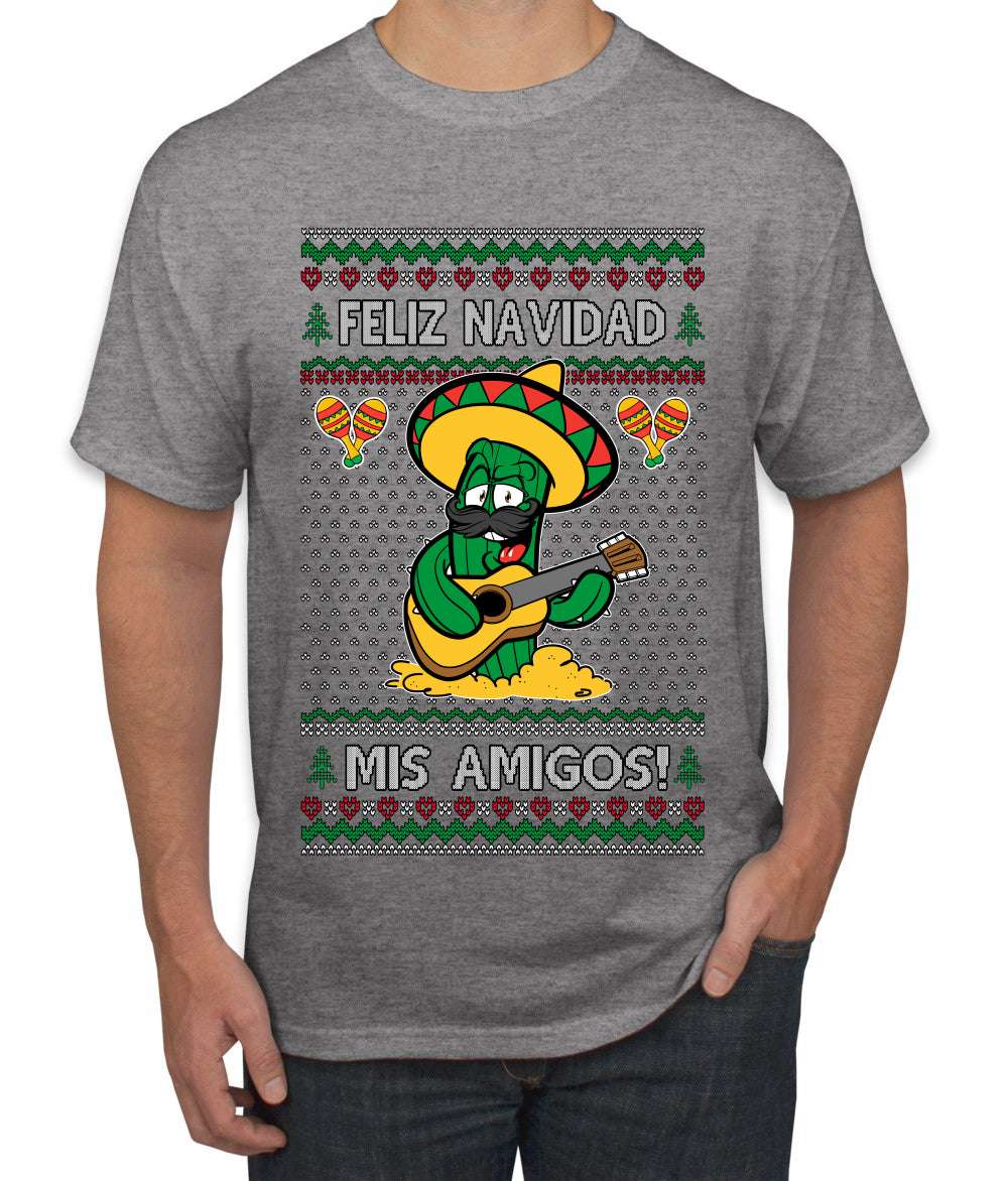 Feliz Navidad Mis Amigos!, Ugly Christmas Sweater Men's T-Shirt